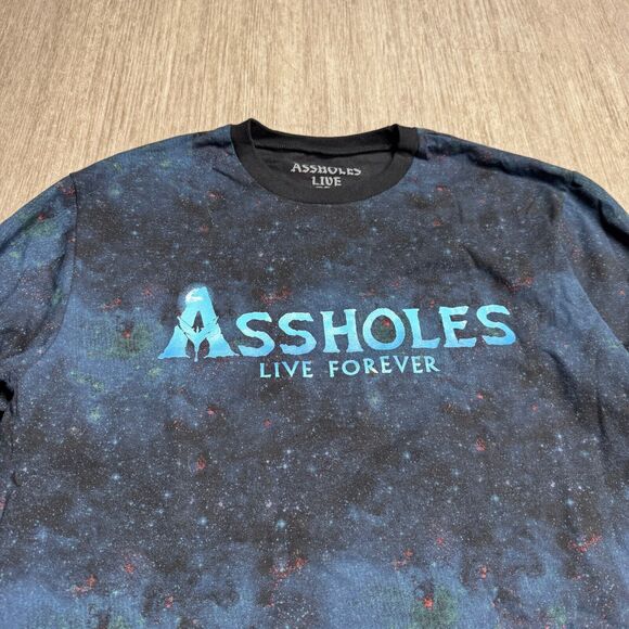 ASSHOLES*S LIVE FOREVER Long Sleeve Shirt Space Constellation Script Adult M - Picture 2 of 6